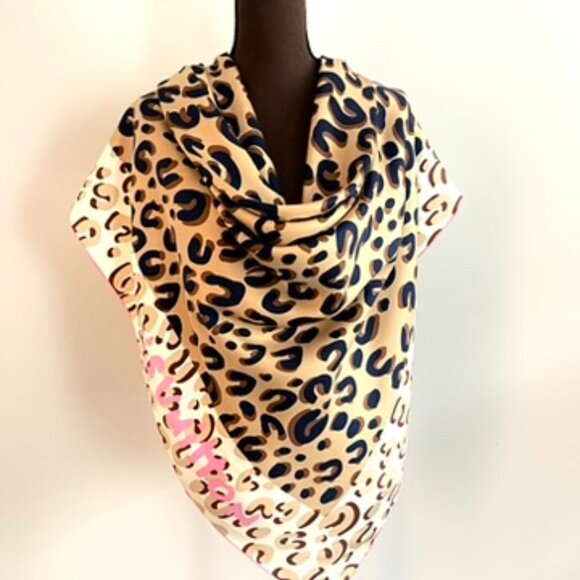 Louis Vuitton Shawl Logo Animal Print Oversize Silk Wrap Scarf - Picture 5 of 15